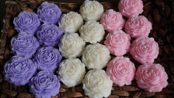 Large Peony Rose candle